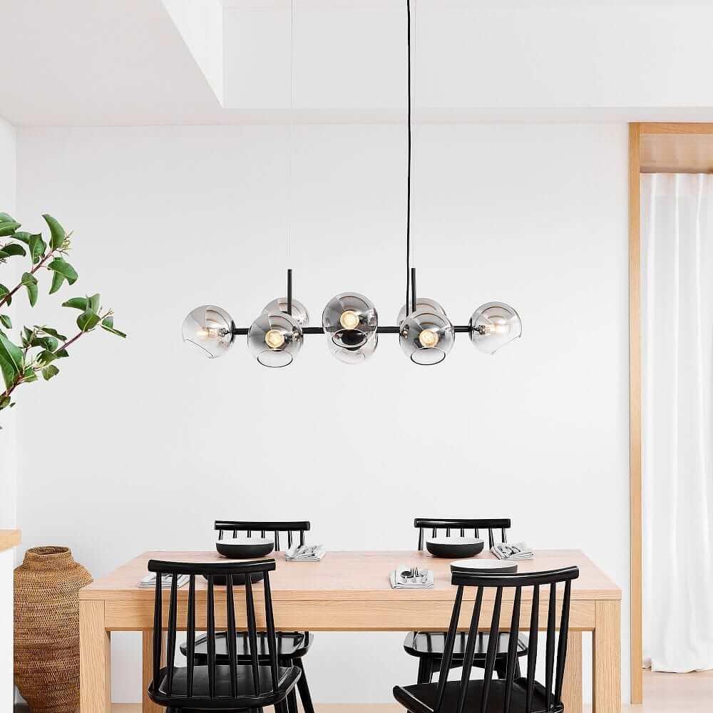 Metavaya Chandelier L 110cm x H 48cm / L 43.3″ x H 18.9″ / Black / Clear Staggered Glass Chandelier 662668906423 M2024011404-2 Staggered Glass Chandelier Sale