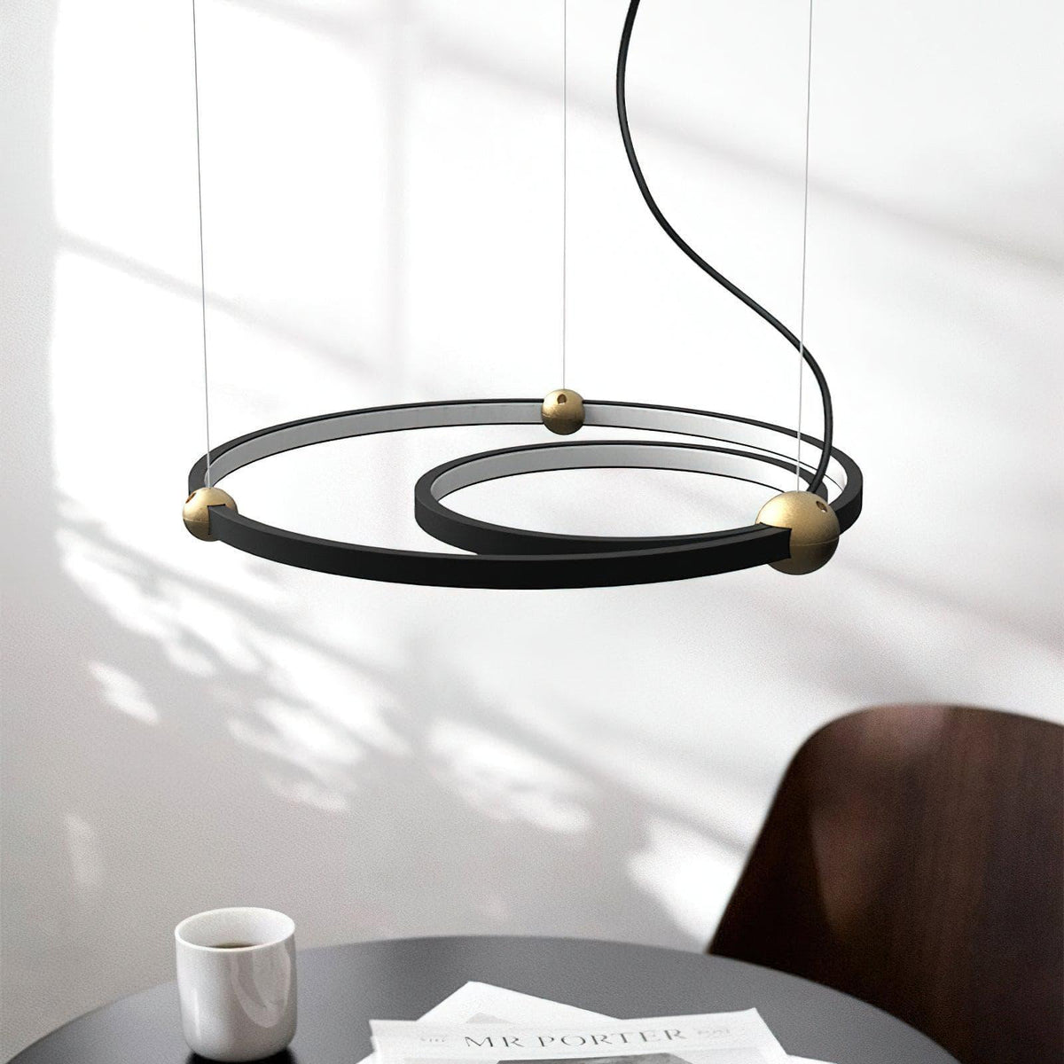 Metavaya Pendant lamp Model A Size: Dia 30cm x Dia 50cm / ∅ 11.8″ x ∅ 19.7″ / Black / Warm white Planet Minimalist Pendant Lamp 662668906386 M2024011403-1