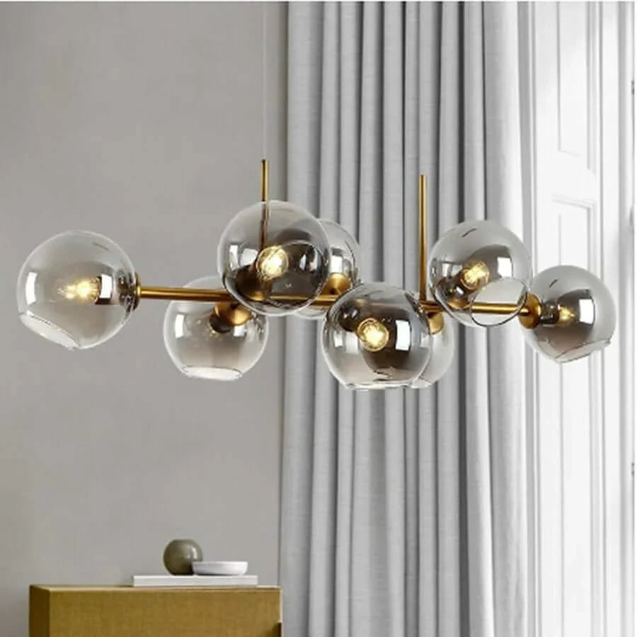 Metavaya Chandelier L 110cm x H 48cm / L 43.3″ x H 18.9″ / Gold / Smoked Staggered Glass Chandelier 662668906461 M2024011404-6 Staggered Glass Chandelier Sale