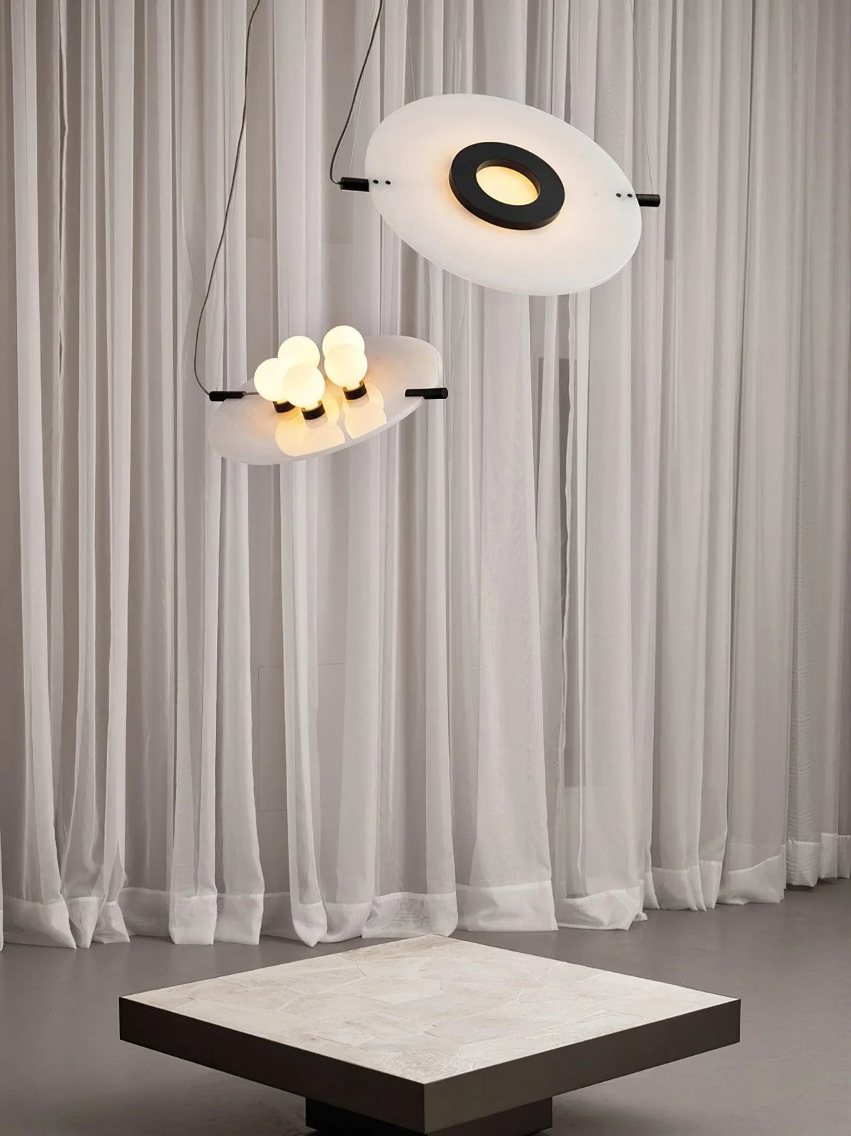 Metavaya Pendant Lamp Dia 51cm × H 150cm / ∅ 20″ × H 59" / Black + White Magma Pendant Lamp 6938617814755 M2023111405-1