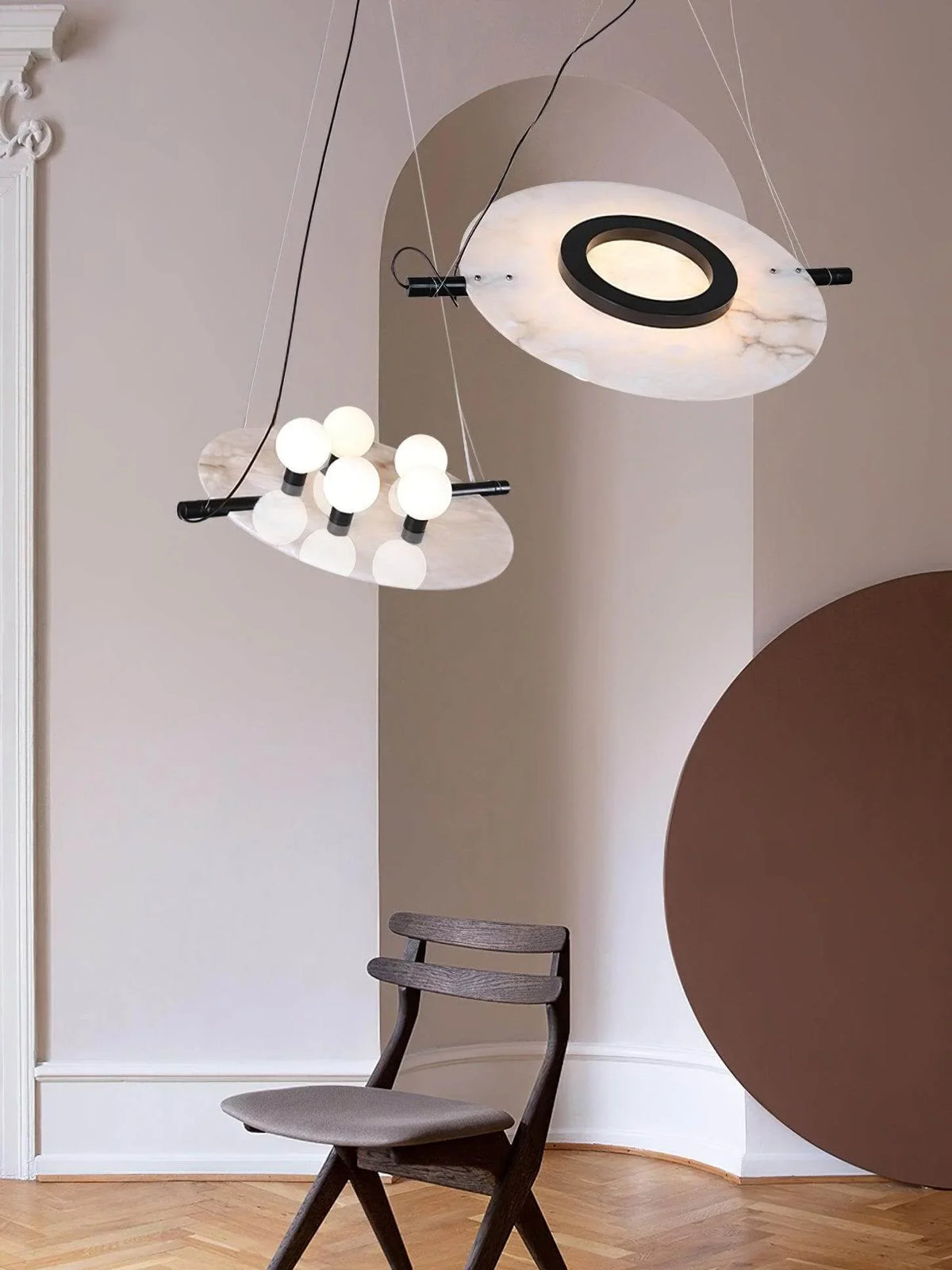 Metavaya Pendant Lamp Dia 51cm × H 150cm / ∅ 20″ × H 59" / Black + White Magma Pendant Lamp 6938617814755 M2023111405-1