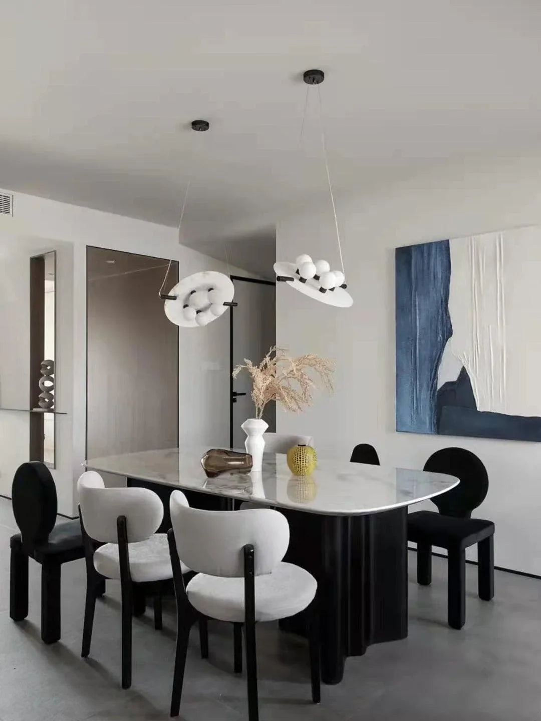 Metavaya Pendant Lamp Dia 51cm × H 150cm / ∅ 20″ × H 59" / Black + White Magma Pendant Lamp 6938617814755 M2023111405-1
