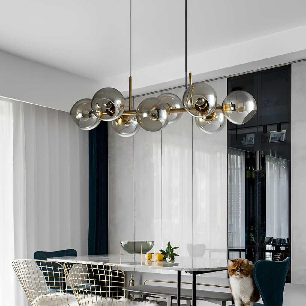 Metavaya Chandelier L 110cm x H 48cm / L 43.3″ x H 18.9″ / Black / Smoked Staggered Glass Chandelier 662668906430 M2024011404-3 Staggered Glass Chandelier Sale