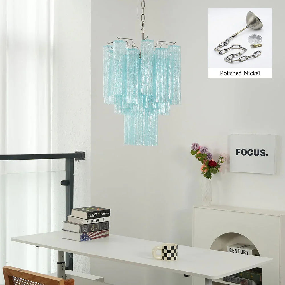 Blue Glass Tube Chandelier - view 30 | Metavaya