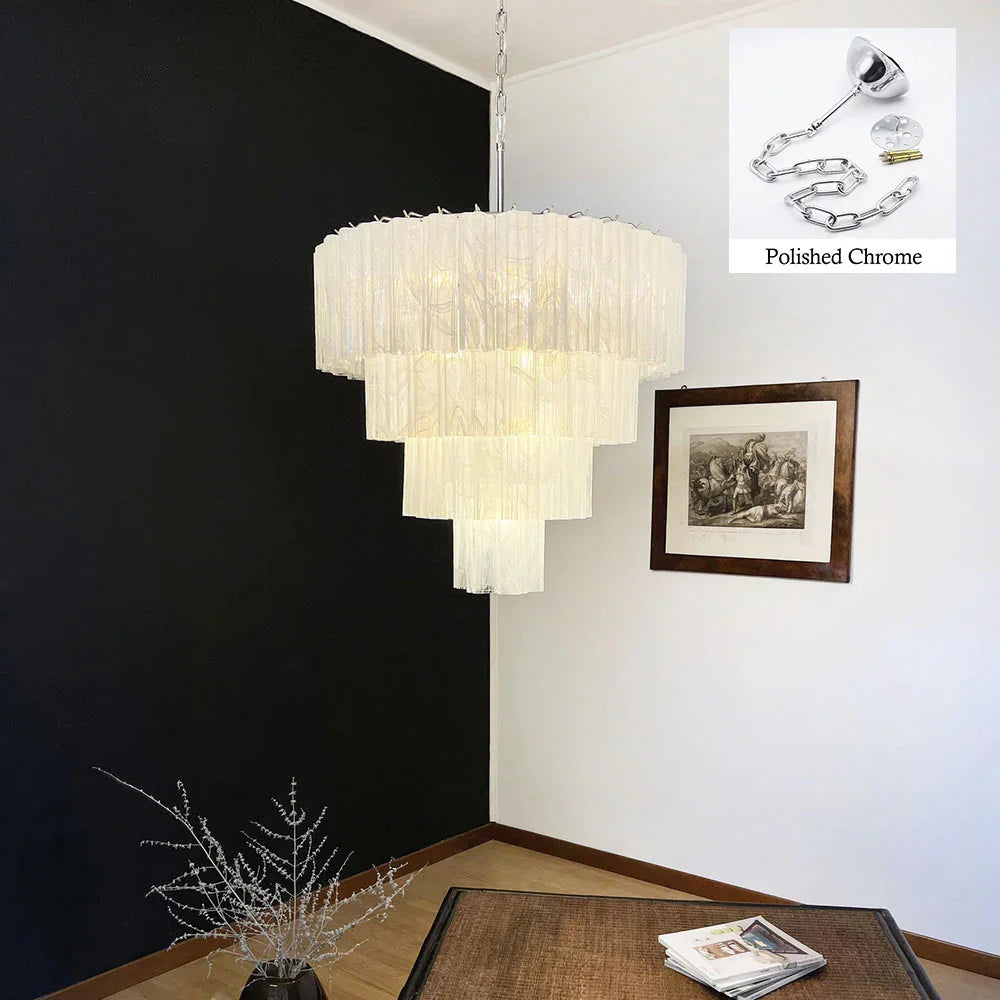 White Glass Tubes Chandelier - view 26 | Metavaya