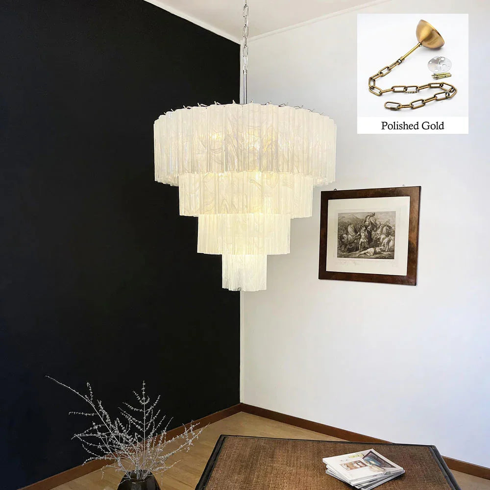 White Glass Tubes Chandelier - view 25 | Metavaya