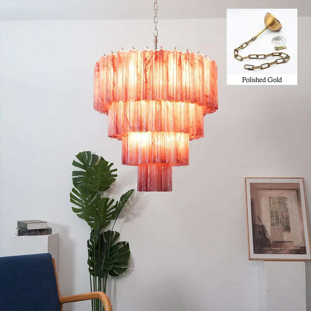 Red Glass Tubes Chandelier - view 26 | Metavaya