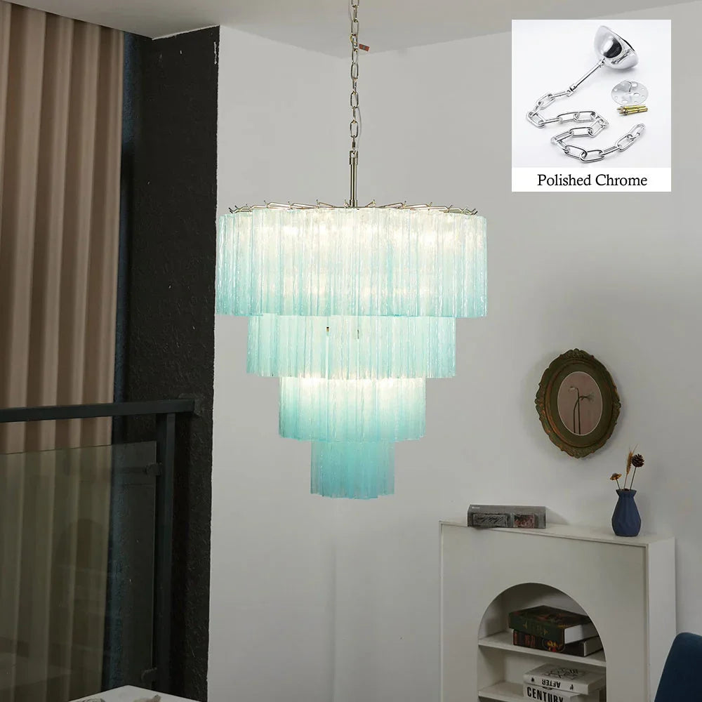 Blue Glass Tubes Chandelier - view 39 | Metavaya