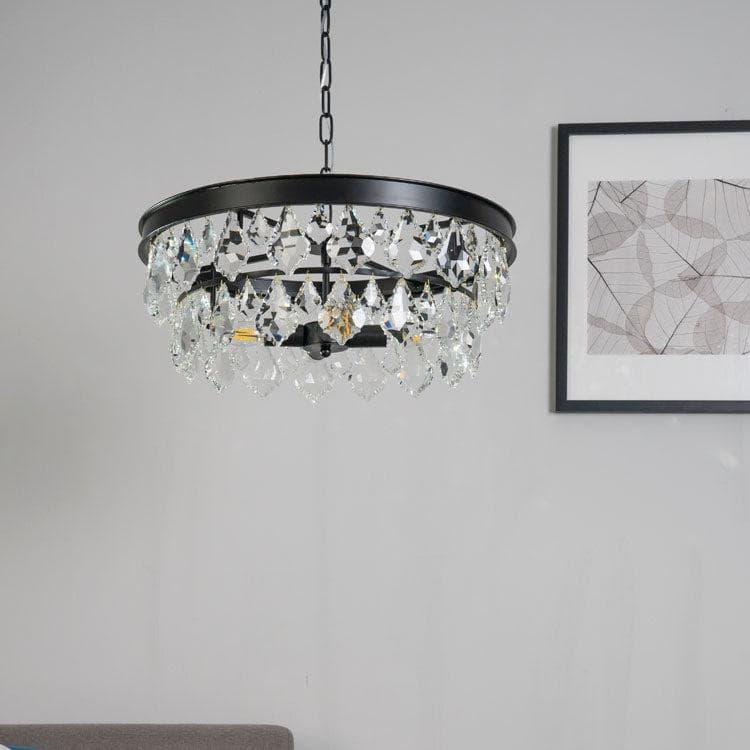 Metavaya chandelier Dia 50cm x H 20cm / ∅ 19.7″ x H 7.9″ / Black Golden beveled glass crystal chandelier 6938617787899 M2023092801-3