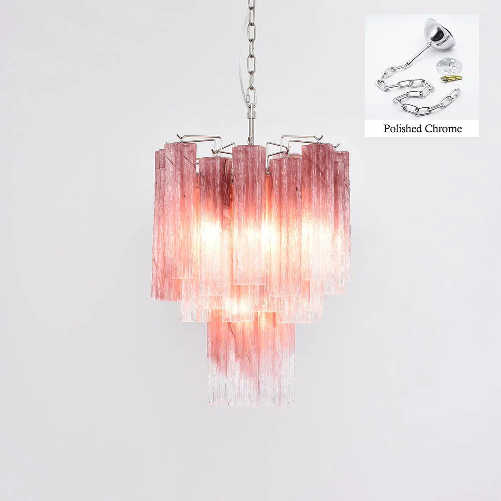 Gradient Red Glass Tube Chandelier - view 26 | Metavaya