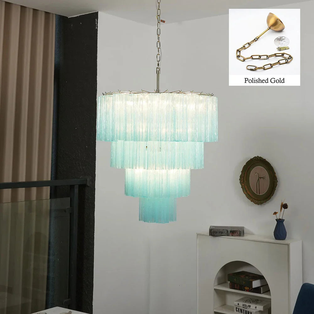 Blue Glass Tubes Chandelier - view 38 | Metavaya