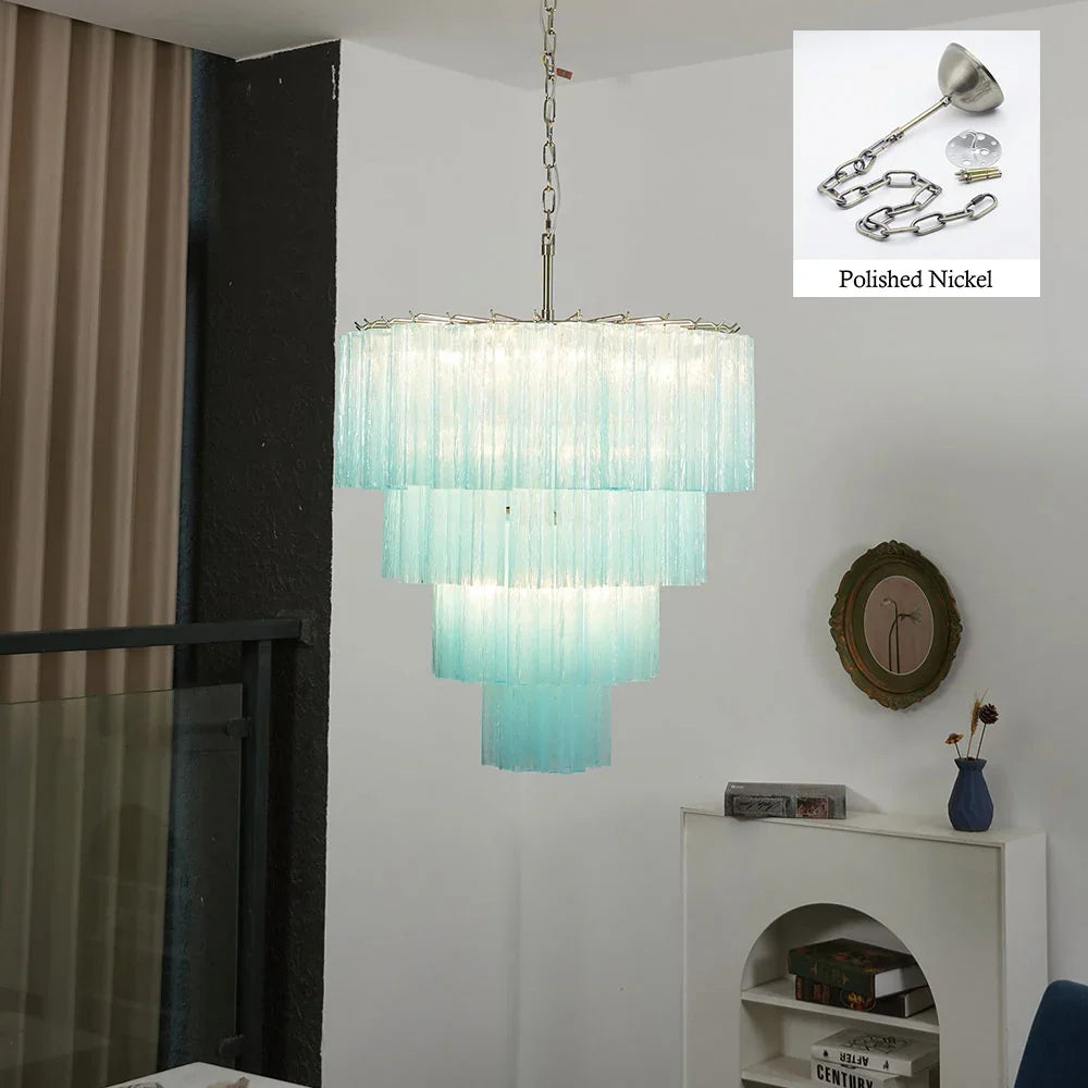 Blue Glass Tubes Chandelier - view 40 | Metavaya