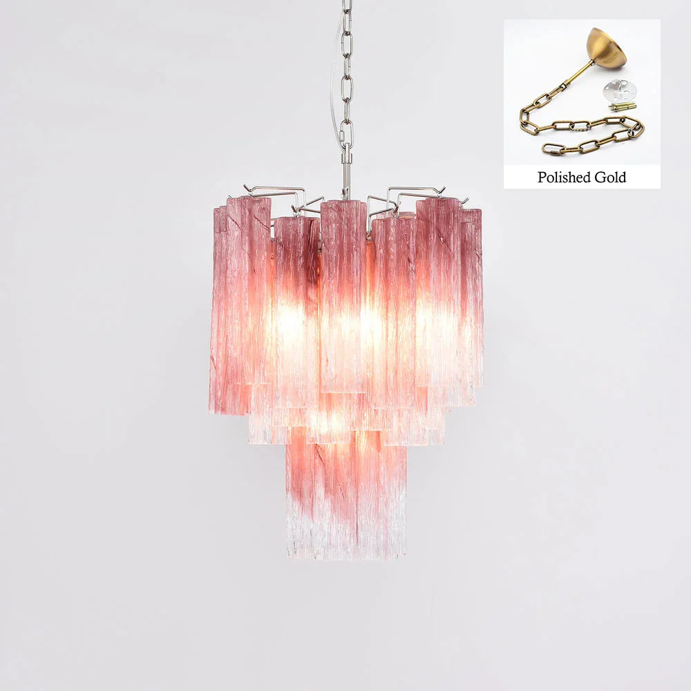 Gradient Red Glass Tube Chandelier - view 25 | Metavaya