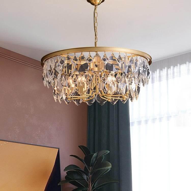 Metavaya chandelier Dia 50cm x H 20cm / ∅ 19.7″ x H 7.9″ / Gold Golden beveled glass crystal chandelier 6938617787905 M2023092801-4