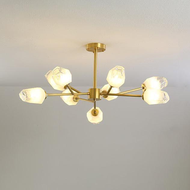 Metavaya Chandelier 9 Heads Dia 82cm x H 41cm / ∅ 32.3″ x H 16.1″ / Copper Ice Cube Chandelier 662668836522 M2023121805-2 Ice Cube Chandelier | Design Chandelier