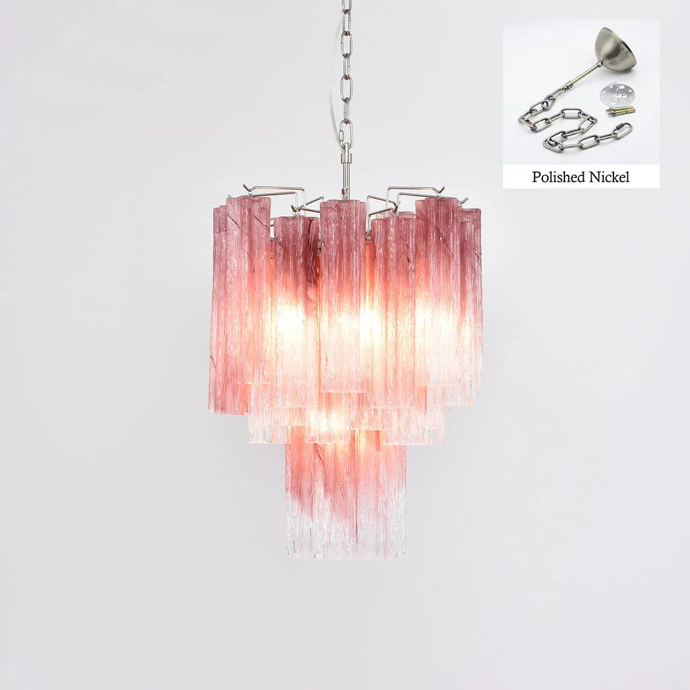 Gradient Red Glass Tube Chandelier - view 24 | Metavaya