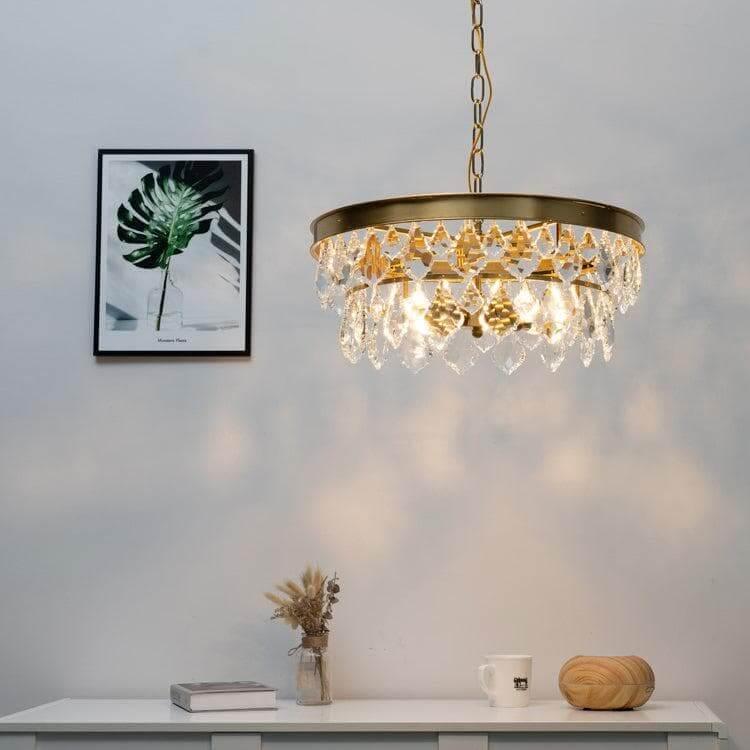 Metavaya chandelier Dia 30cm x H 20cm / ∅ 11.8″ x H 7.9″ / Gold Golden beveled glass crystal chandelier 6938617787882 M2023092801-2