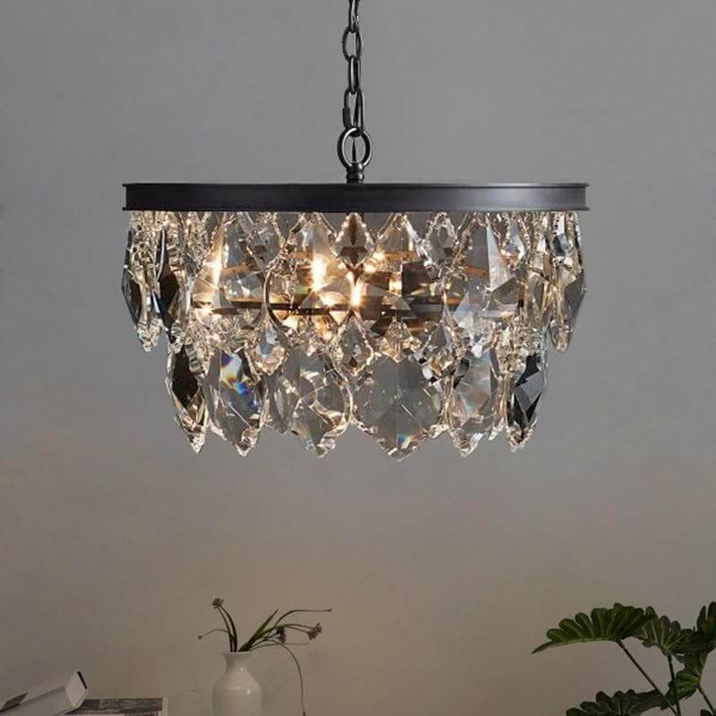 Metavaya chandelier Dia 30cm x H 20cm / ∅ 11.8″ x H 7.9″ / Black Golden beveled glass crystal chandelier 6938617787875 M2023092801-1