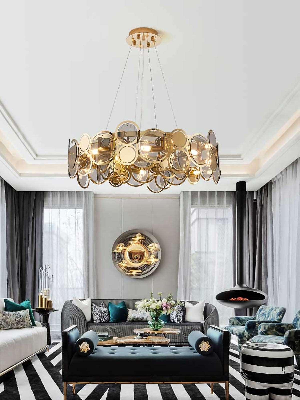 Metavaya Chandelier Adrianna Glass Round Chandelier