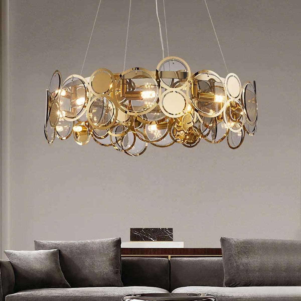 Metavaya Chandelier Adrianna Glass Round Chandelier