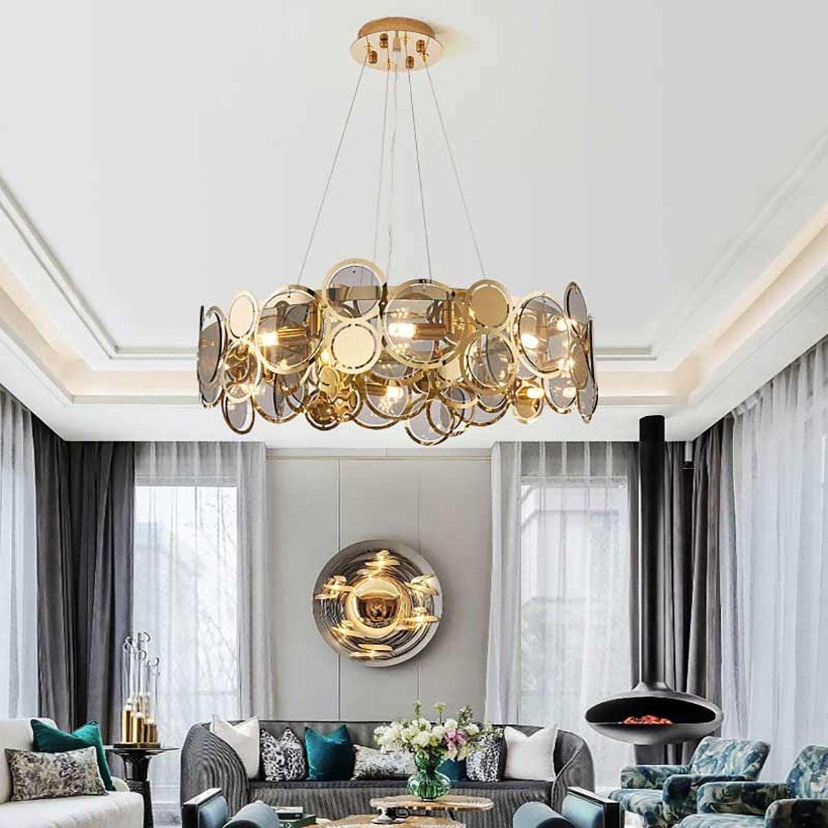 Metavaya Chandelier Adrianna Glass Round Chandelier
