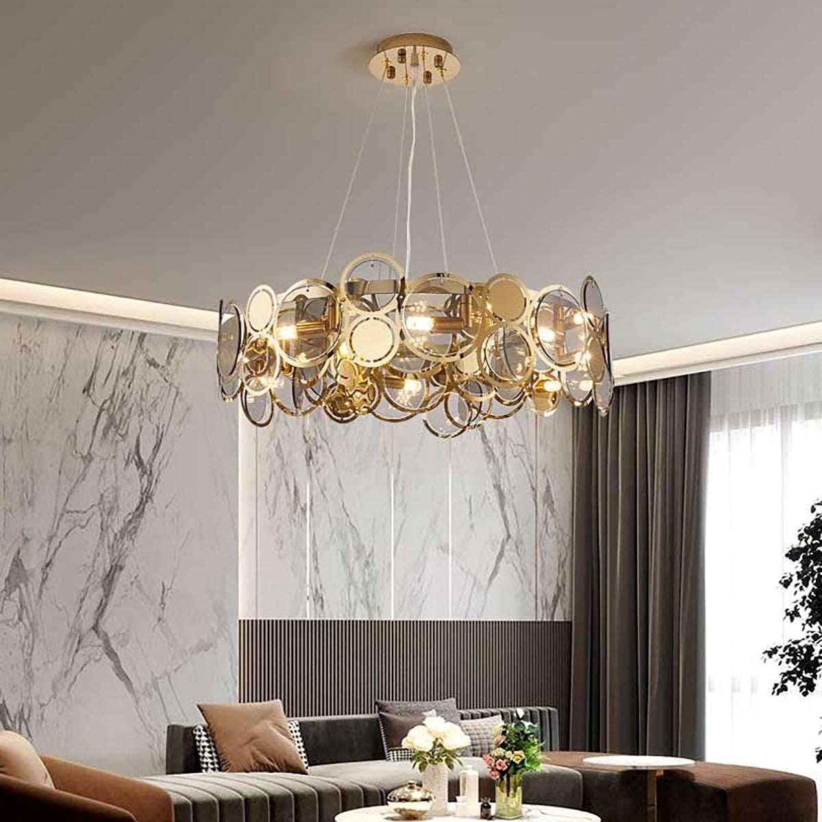 Metavaya Chandelier Adrianna Glass Round Chandelier