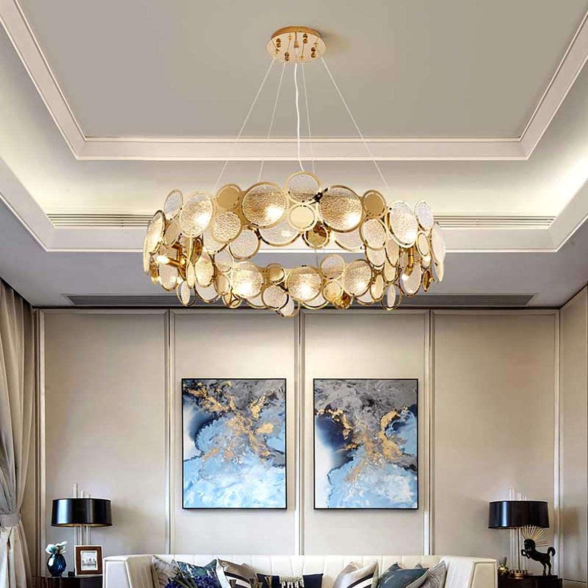 Metavaya Chandelier Adrianna Glass Round Chandelier