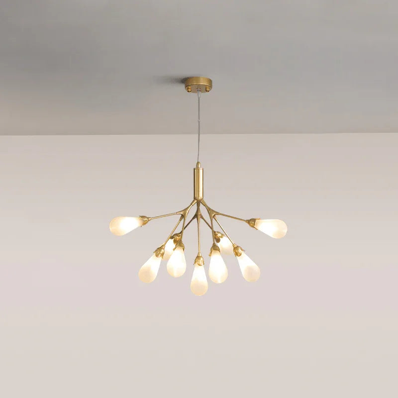 Metavaya Chandelier 9 heads ∅ 22.8″ x H 21.6″ / Dia 58cm x H 55cm / Gold / White Aiwen Chandelier 662668836331 M20231211804-1 Aiwen Chandelier | Special Sale