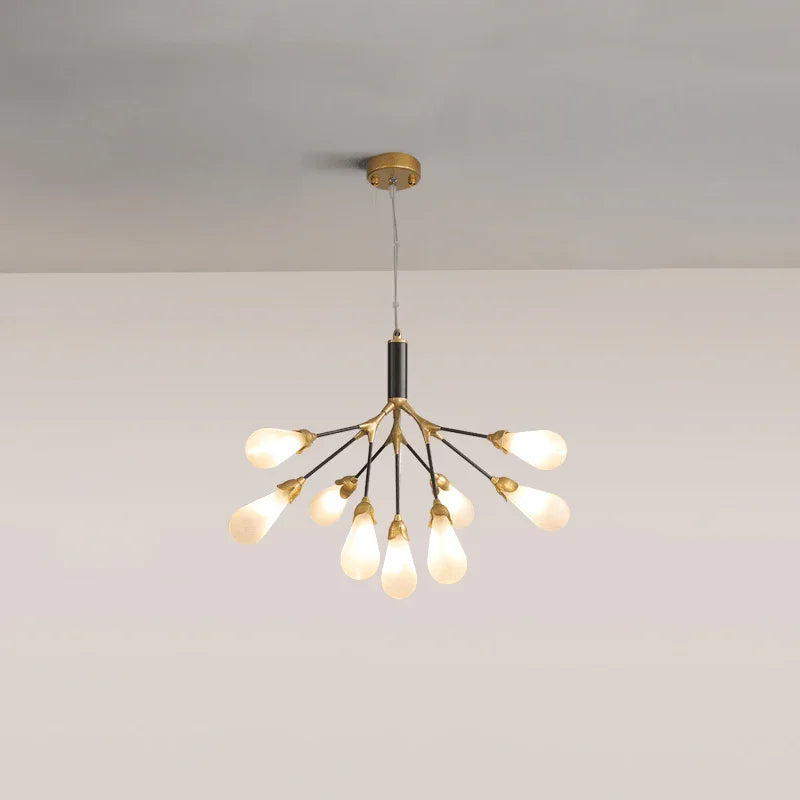 Metavaya Chandelier 9 heads ∅ 22.8″ x H 21.6″ / Dia 58cm x H 55cm / Gold & Black / White Aiwen Chandelier 662668836362 M20231211804-4 Aiwen Chandelier | Special Sale