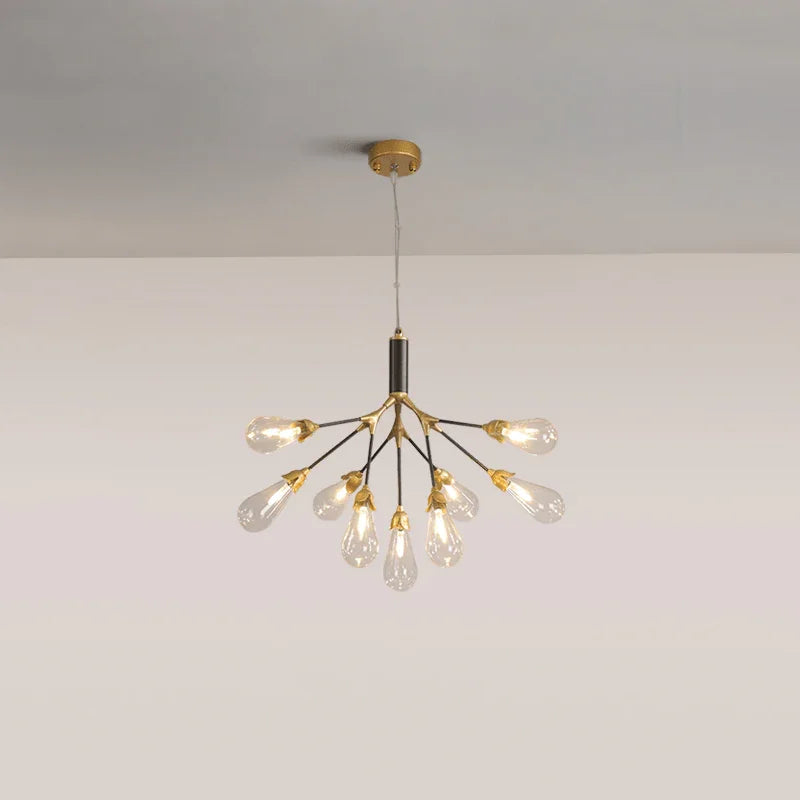 Metavaya Chandelier 9 heads ∅ 22.8″ x H 21.6″ / Dia 58cm x H 55cm / Gold & Black / Clear Aiwen Chandelier 662668836379 M20231211804-5 Aiwen Chandelier | Special Sale