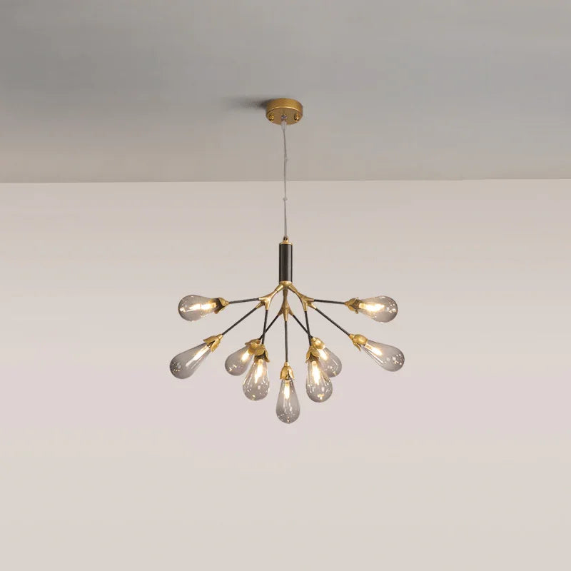 Metavaya Chandelier 9 heads ∅ 22.8″ x H 21.6″ / Dia 58cm x H 55cm / Gold & Black / Smoke Gray Aiwen Chandelier 662668836386 M20231211804-6 Aiwen Chandelier | Special Sale