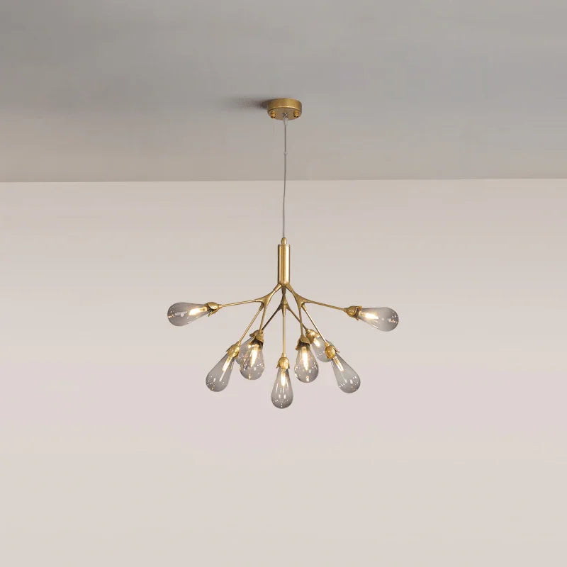 Metavaya Chandelier 9 heads ∅ 22.8″ x H 21.6″ / Dia 58cm x H 55cm / Gold / Smoke Gray Aiwen Chandelier 662668836355 M20231211804-3 Aiwen Chandelier | Special Sale