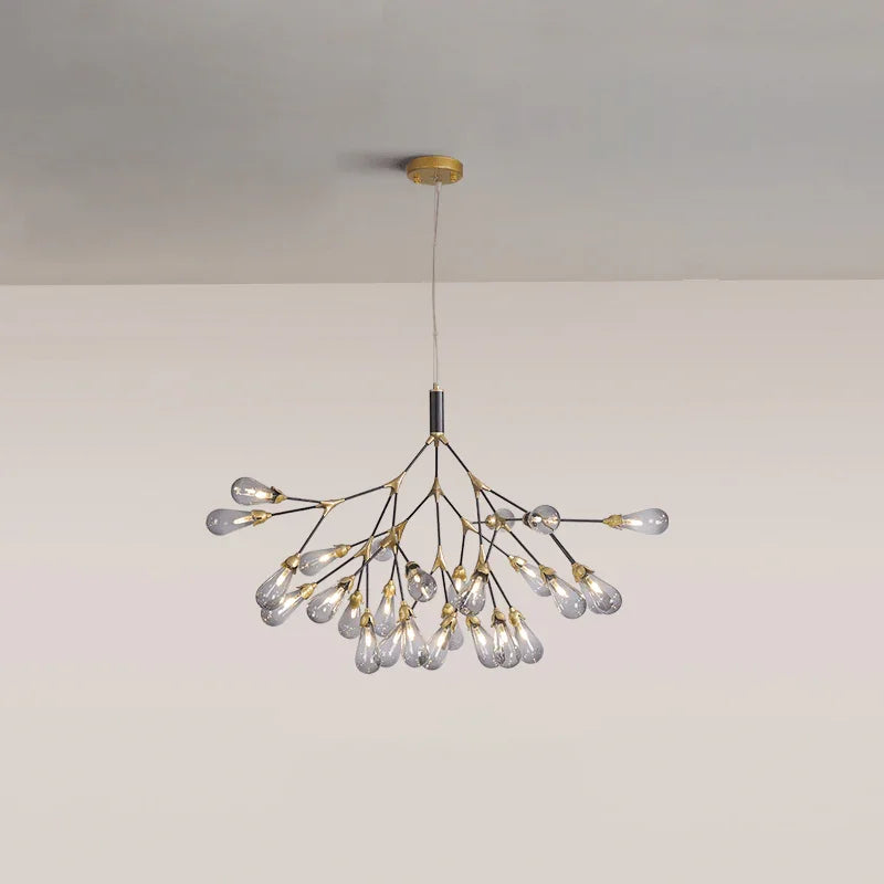 Metavaya Chandelier 27 heads ∅ 39.3″ x H 29.9″ / Dia 100cm x H 76cm / Gold & Black / Smoke Gray Aiwen Chandelier 662668836508 M20231211804-18 Aiwen Chandelier | Special Sale