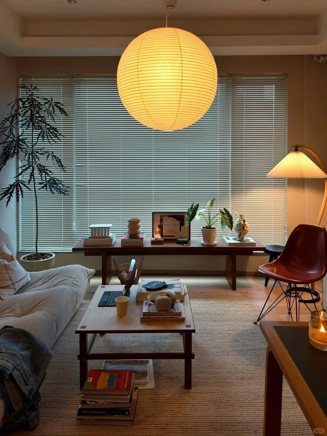 Washi Paper Sphere 55A Pendant Light - view 7 | Metavaya