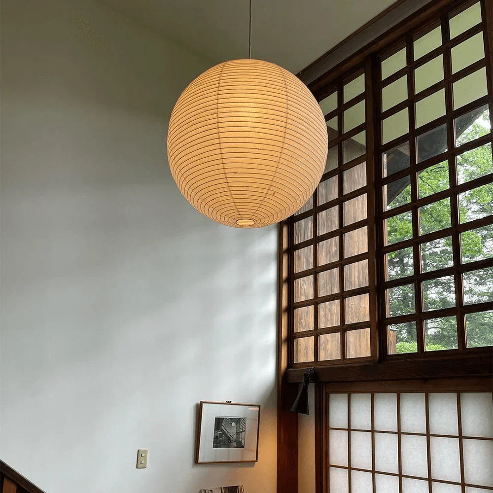 Washi Paper Sphere 80A Pendant Light - view 3 | Metavaya