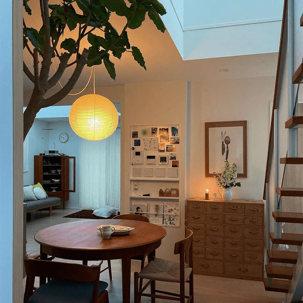 Washi Paper Sphere 80A Pendant Light - view 5 | Metavaya