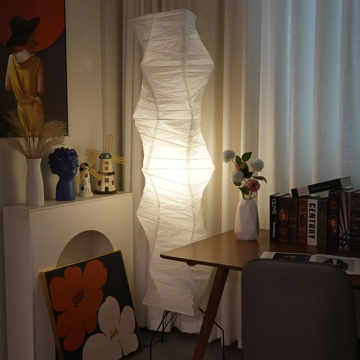 Washi Paper UF4-33N Floor Lamp - view 3 | Metavaya