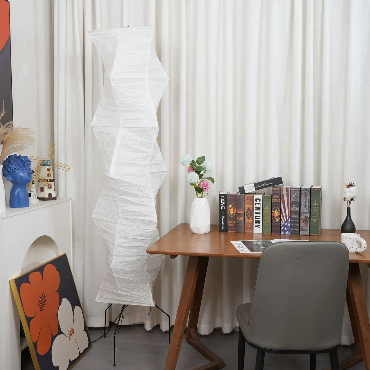 Washi Paper UF4-33N Floor Lamp - view 5 | Metavaya