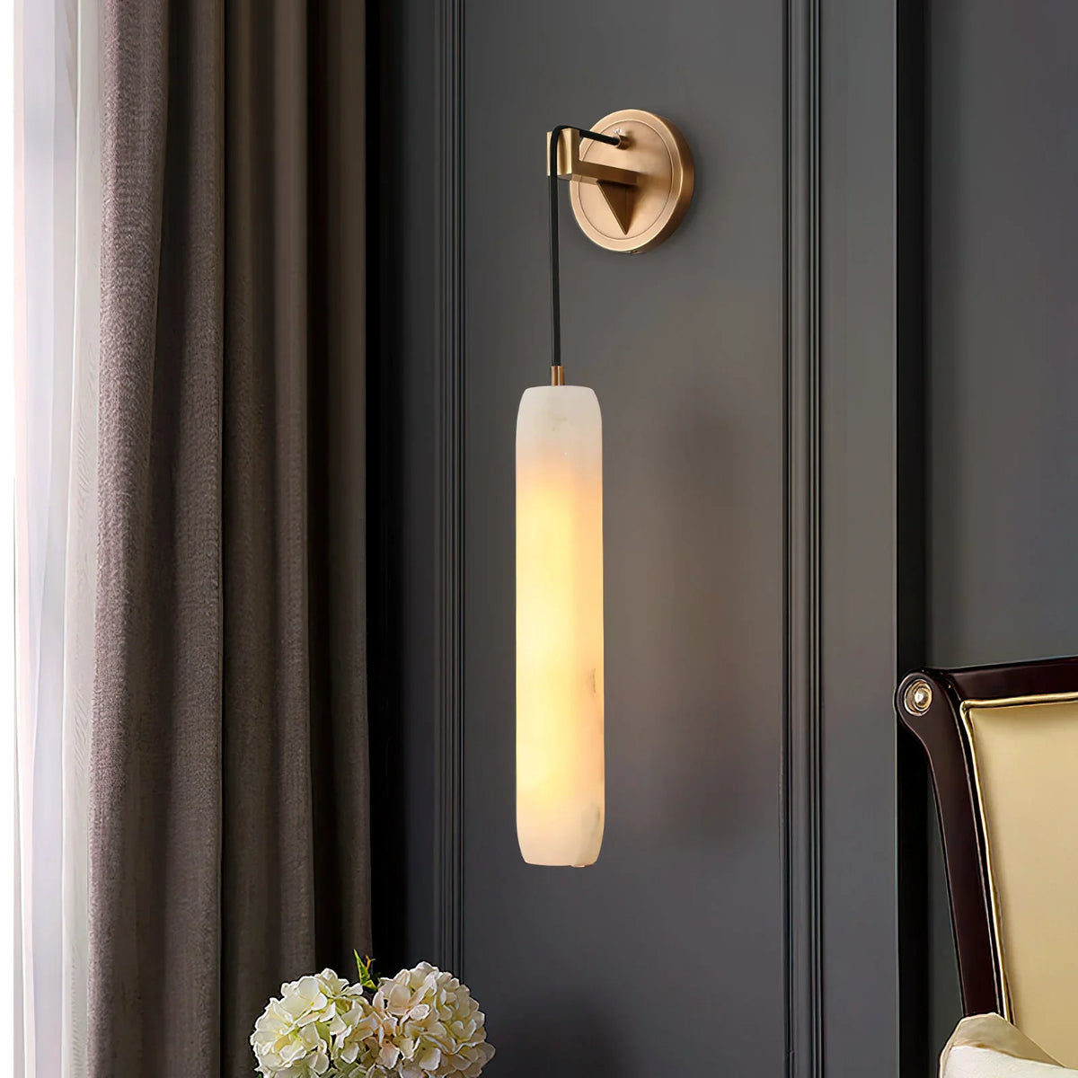 Alabaster Flute Wall Lamp - view 2 | Metavaya