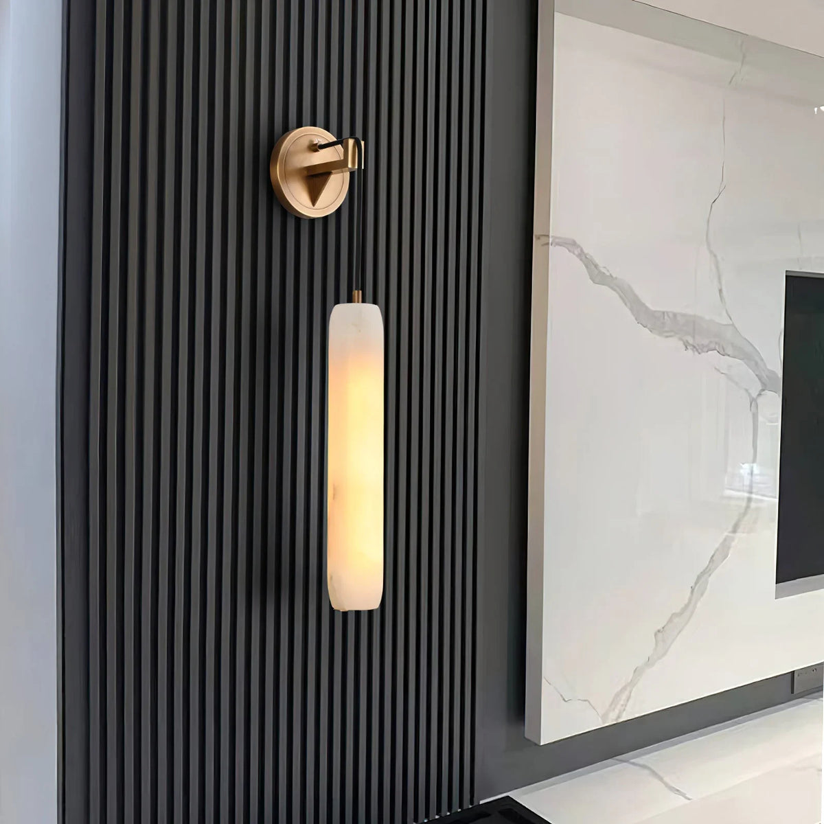 Alabaster Flute Wall Lamp - view 3 | Metavaya