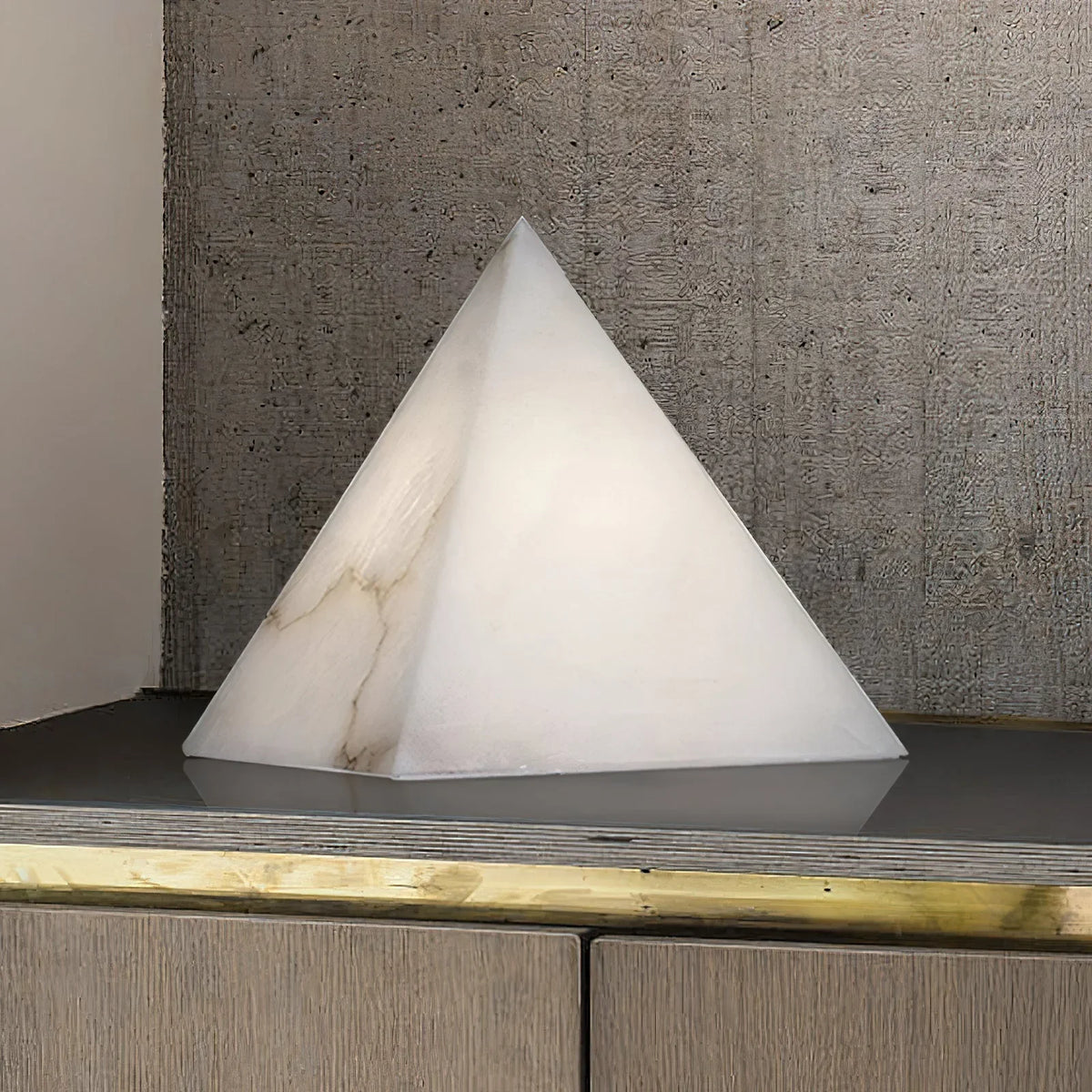 Alabaster Pyramid Table Lamp - view 3 | Metavaya