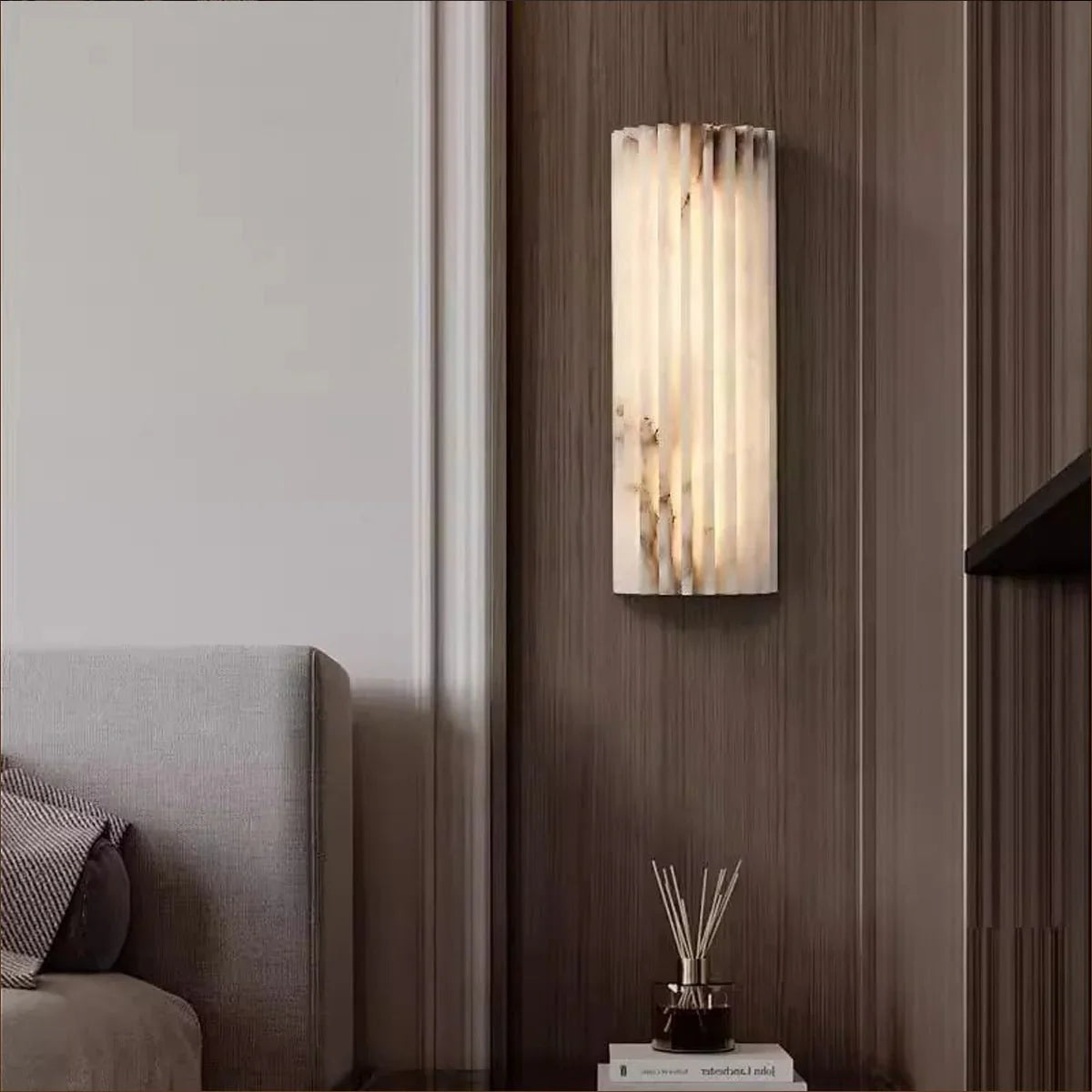 Alvia Alabaster Wall Light - view 4 | Metavaya