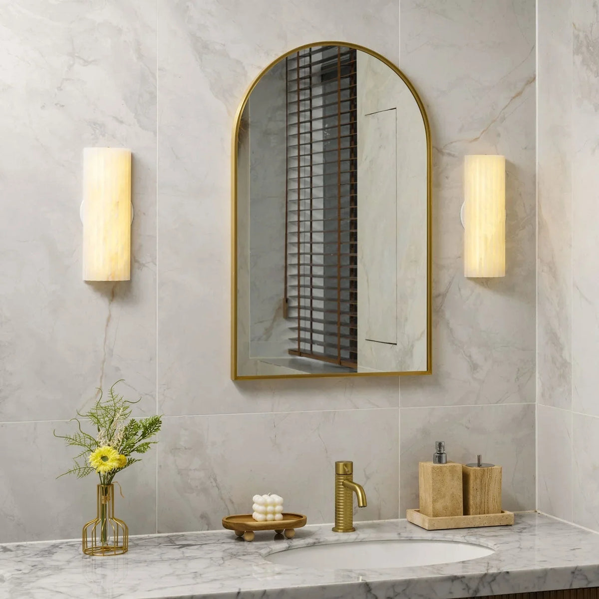 Alvia Alabaster Wall Light - view 6 | Metavaya