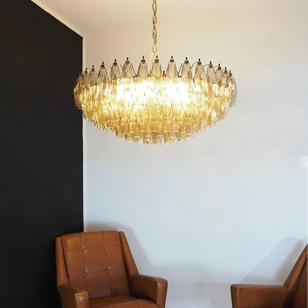 Faceted Smoked Chandelier - view 2 | Metavaya