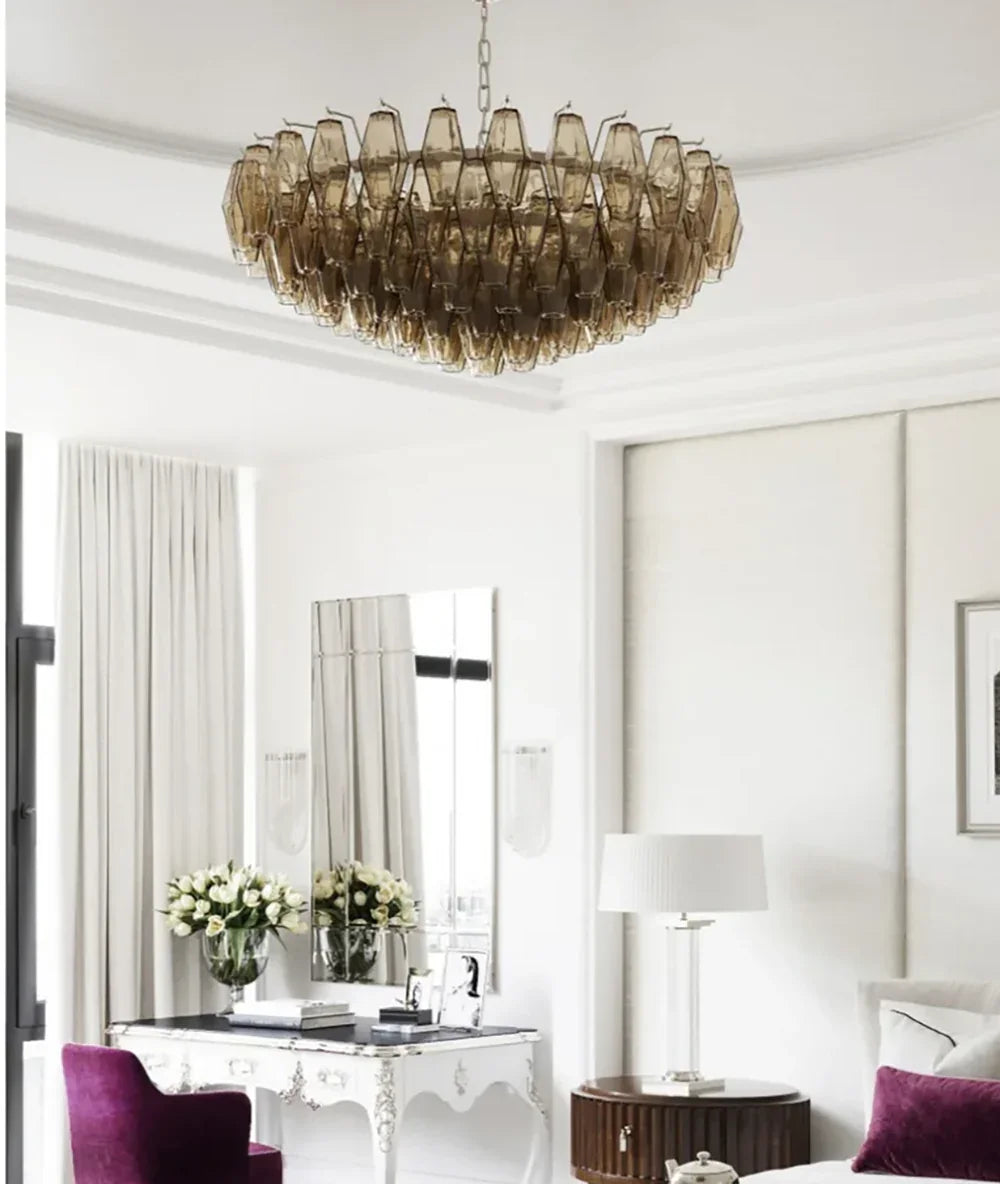 Faceted Smoked Chandelier - view 5 | Metavaya