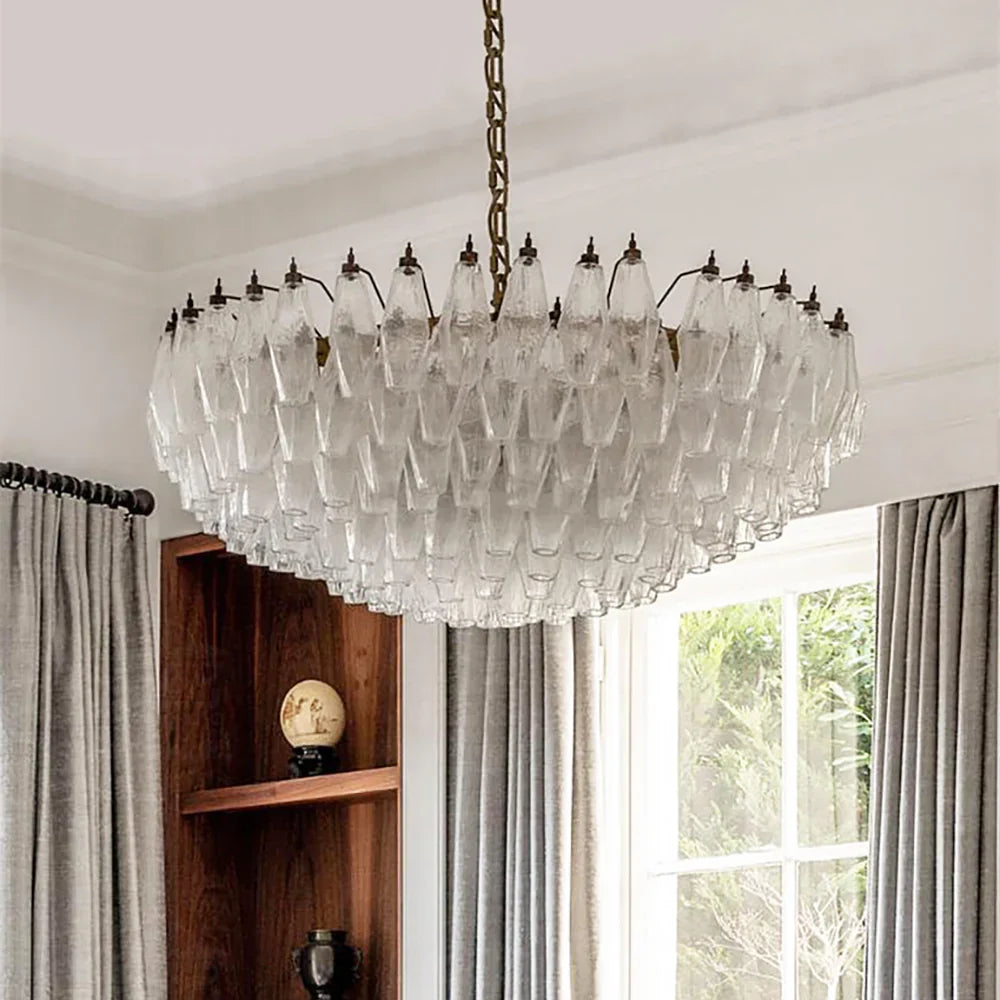 Faceted Transparent Chandelier - view 2 | Metavaya