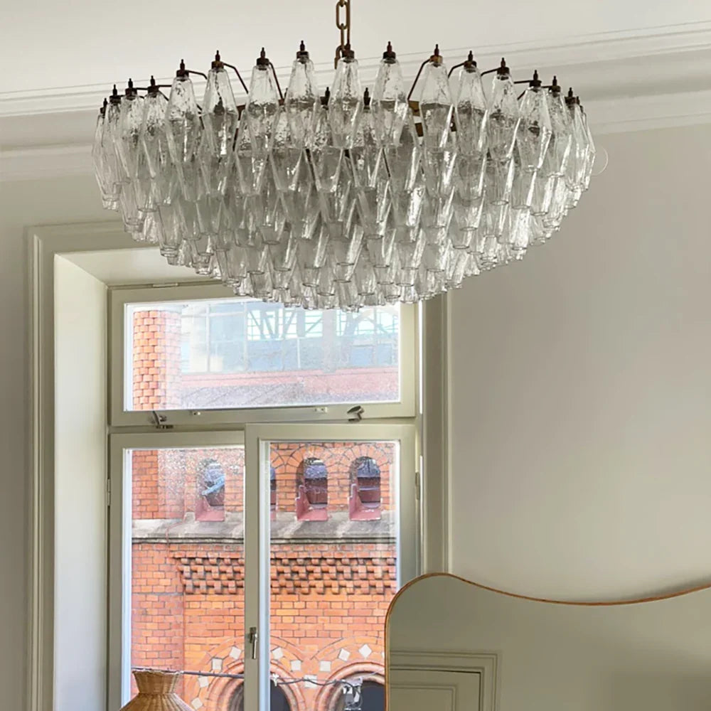 Faceted Transparent Chandelier - view 3 | Metavaya