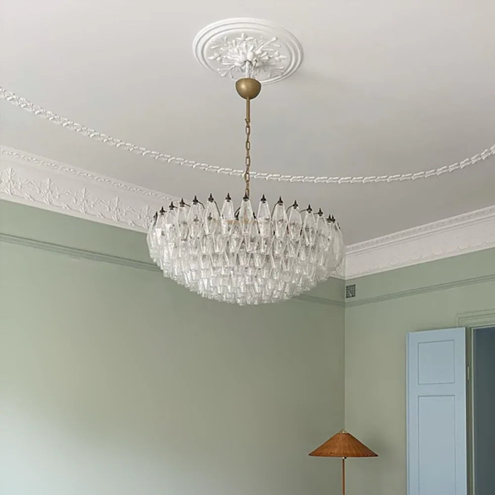 Faceted Transparent Chandelier - view 4 | Metavaya