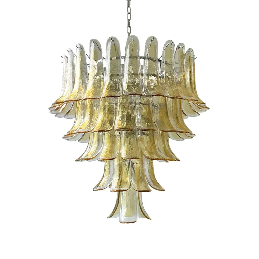 Amber Transparent Glass Petals Chandelier | Metavaya
