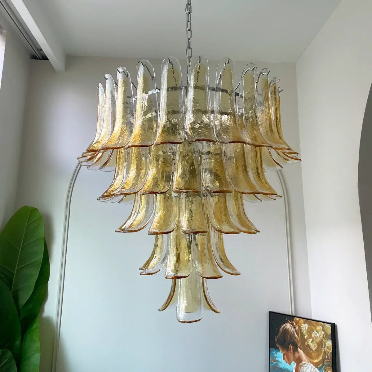 Amber Transparent Glass Petals Chandelier - view 8 | Metavaya